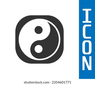 Grey Yin Yang symbol of harmony and balance icon isolated on white background.  Vector Illustration