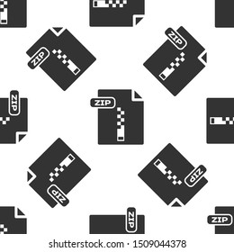 Grey ZIP file document. Download zip button icon isolated seamless pattern on white background. ZIP file symbol.  Vector Illustration
