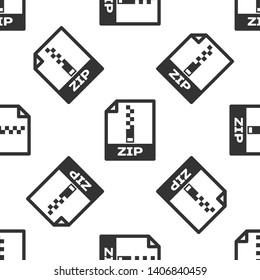 Grey ZIP file document icon. Download zip button icon isolated seamless pattern on white background. ZIP file symbol. Vector Illustration