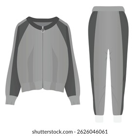 Grey  zipper cardigan and bottom. vector illustration