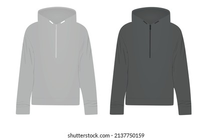 Grey  zipper hoodie. vector illustration