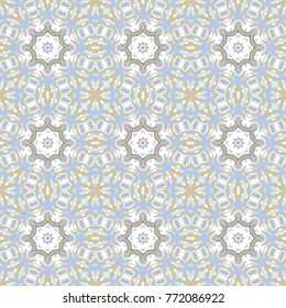 Grey-beige ornamental seamless vector pattern on white background