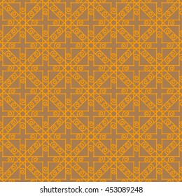 Grey-brown and orange abstract geometric seamless pattern.