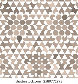 Grey-Cream Colored Geometric Floral Design Pattern. Can be used as a pattern for tile, laminates, fabric, cushion, carpet, curtain, wallpaper, gift wrap, phone case, table cloth, blanket, interior.