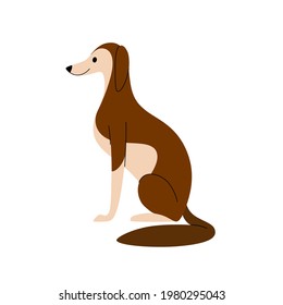 Greyhound. Cute dog character. Vector illustration in cartoon style for poster, postcard.
