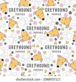 Greyhound : Dog Breed Collection : Seamless Pattern : Vector Illustration