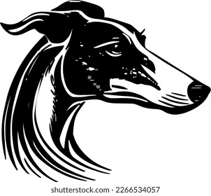Greyhound, dog head, vector illustration, black color, vector image