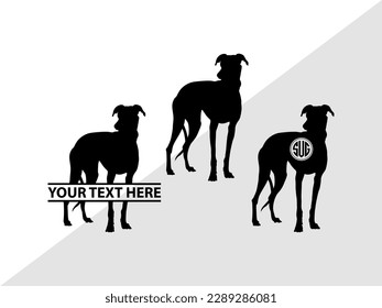 Greyhound Dog Monogram Vector Illustration Silhouette
