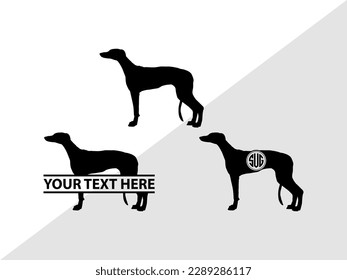 Greyhound Dog Monogram Vector Illustration Silhouette