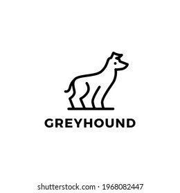 greyhound dog monoline logo vector icon illustration