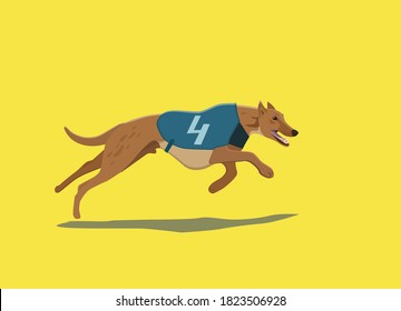 Greyhound Dog Race Racing Dogs. Vector illustration in cartoon style.