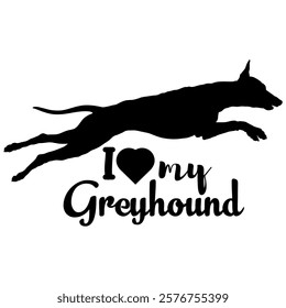 Greyhound. dog silhouette, dog, dog breeds, logo, vector, silhouette, i love my dog, animal, illustration, icon, sign, design, black, symbol, pet, love