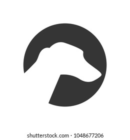 Greyhound Dog Symbol Icon Round Flat Vector Art Design Color Circle 