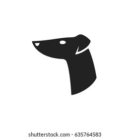 Greyhound logo vector illustration. Stylized dog head silhouette in minimal style.