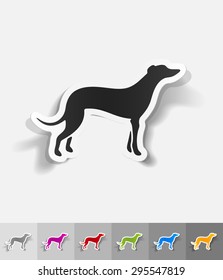 greyhound paper sticker with shadow. Vector illustration