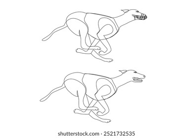 Greyhound Racing Dog Muzzle Athletic Start Sport Vector de diseño de arte de una línea