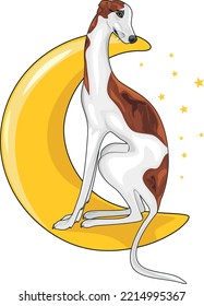 Greyhound descansando en la luna. Vector
