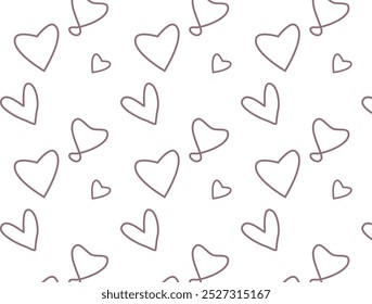 Formas de corazón de trazo grisáceo diseño sin costuras. El corazón ama el diseño del Vector del patrón del doodle. Cariño. Devoción. Obsesión. Posesivo. 
