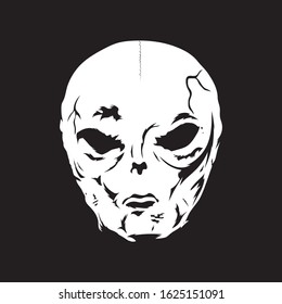 Greys Alien illustration, poster design and sticker or logo