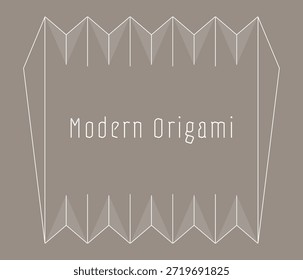 Cartão em tons de cinza com papel em ziguezague dobra com o título Modern Origami no centro.