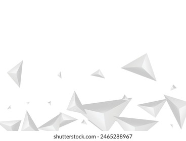 Graustufen Kristallhintergrund Weiße Vektorgrafik. In: Polygon Shatter Banner. Graue Abstrakte Vorlage. Dreiecksgrafik. In: Hoar Triangle Card.