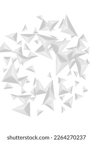 Greyscale Element Background White Vector. Triangle 3d Illustration. Hoar Blank Texture. Triangular Geometric. Gray Pyramid Card.