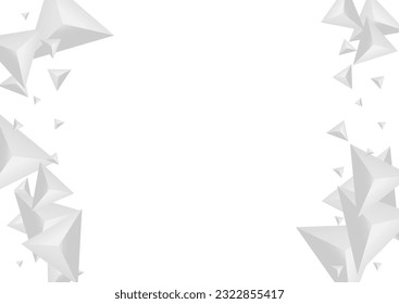 Greyscale Element Background White Vector. Fractal Creative Backdrop. Grizzly Graphic Texture. Polygon Style. Gray Shard Template.