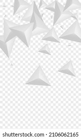 Greyscale Fractal Background Transparent Vector. Triangular Luxury Illustration. Grizzly Clean Tile. Triangle Construction. Hoar Origami Design.