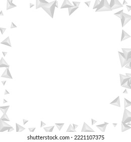 Greyscale Fractal Background White Vector. Polygon Simple Tile. Silver Light Backdrop. Element Isolated. Gray Triangular Illustration.