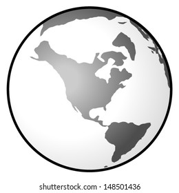 A greyscale globe showing the Americas.