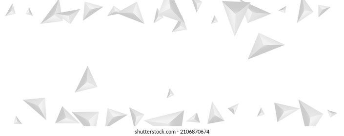 Greyscale Origami Background White Vector. Pyramid Construction Template. Gray Art Illustration. Crystal Shadow. Hoar Shard Tile.