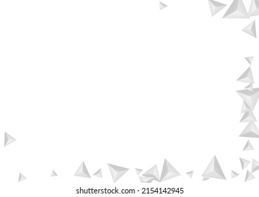Greyscale Origami Background White Vector. Polygon Isolated Banner. Silver 3d Template. Element Volume. Grizzly Fractal Backdrop.