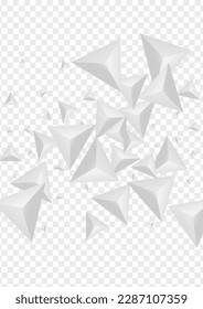 Greyscale Polygon Background Transparent Vector. Origami Isolated Template. Silver Paper Tile. Shard Cover. Grizzly Triangular Texture.