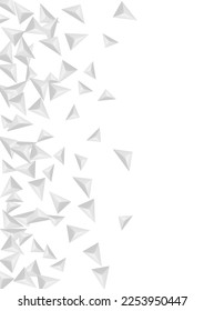 Greyscale Polygon Background White Vector. Fractal Effect Banner. Silver Render Texture. Element Geometric. Gray Origami Tile.