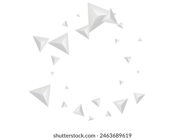 Greyscale Polygon Background White Vector. Shard Render Illustration. Hoar Luxury Design. Triangle Blank. Silver Crystal Banner.