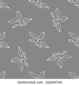 Greyscale seamless floral hand drawn vector pattern