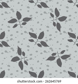 Greyscale seamless floral hand drawn vector pattern