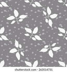 Greyscale seamless floral hand drawn vector pattern