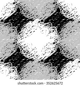 Greyscale seamless pattern of sribble circles, vector background.