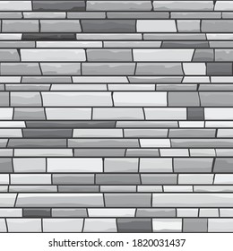 Greyscale seamless texture of stonewall. Vector illustration of stone background.