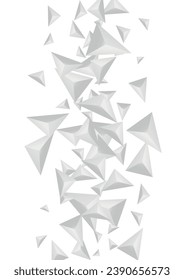 Greyscale Shard Background White Vector. Origami Creative Tile. Grizzly Shape Template. Crystal Technology. Hoar Pyramid Texture.