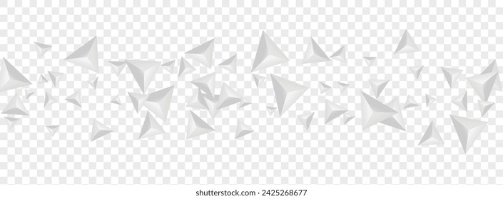 Greyscale Triangular Background Transparent Vector. Polygon Elegant Backdrop. Grizzly Cover Card. Shard Effect. Hoar Triangle Texture.
