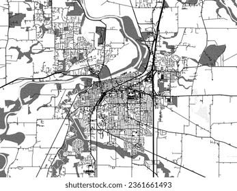 Greyscale vector city map of Albany Oregon in the United States of America with with water, fields and parks, and roads on a white background.
