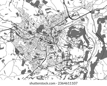 Graustufen-Vektorgrafik von Bath im Vereinigten Königreich mit Wasser, Feldern und Parks und Straßen auf weißem Hintergrund.