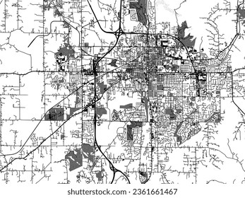 Greyscale vector city map of Bloomington Indiana in the United States of America with with water, fields and parks, and roads on a white background.