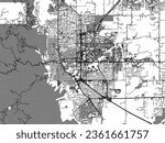 Greyscale vector city map of Boulder Colorado in the United States of America with with water, fields and parks, and roads on a white background.