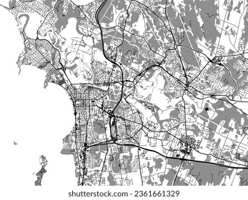 Mapa de la ciudad vectorial a escala de grises de Burlington Vermont en los Estados Unidos de América con agua, campos y parques, y carreteras en un fondo blanco.