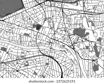 Greyscale vector city map of Champigny-sur-Marne in France with with water, fields and parks, and roads on a white background.