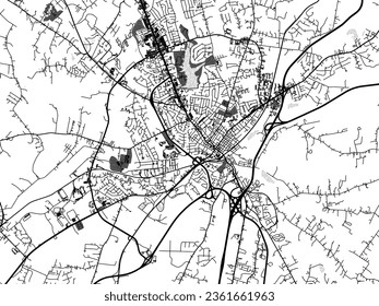 Greyscale vector city map of Elizabethtown Kentucky in the United States of America with with water, fields and parks, and roads on a white background.