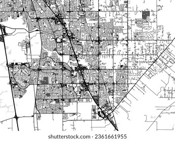 Greyscale vector city map of Elk Grove California in the United States of America with with water, fields and parks, and roads on a white background.